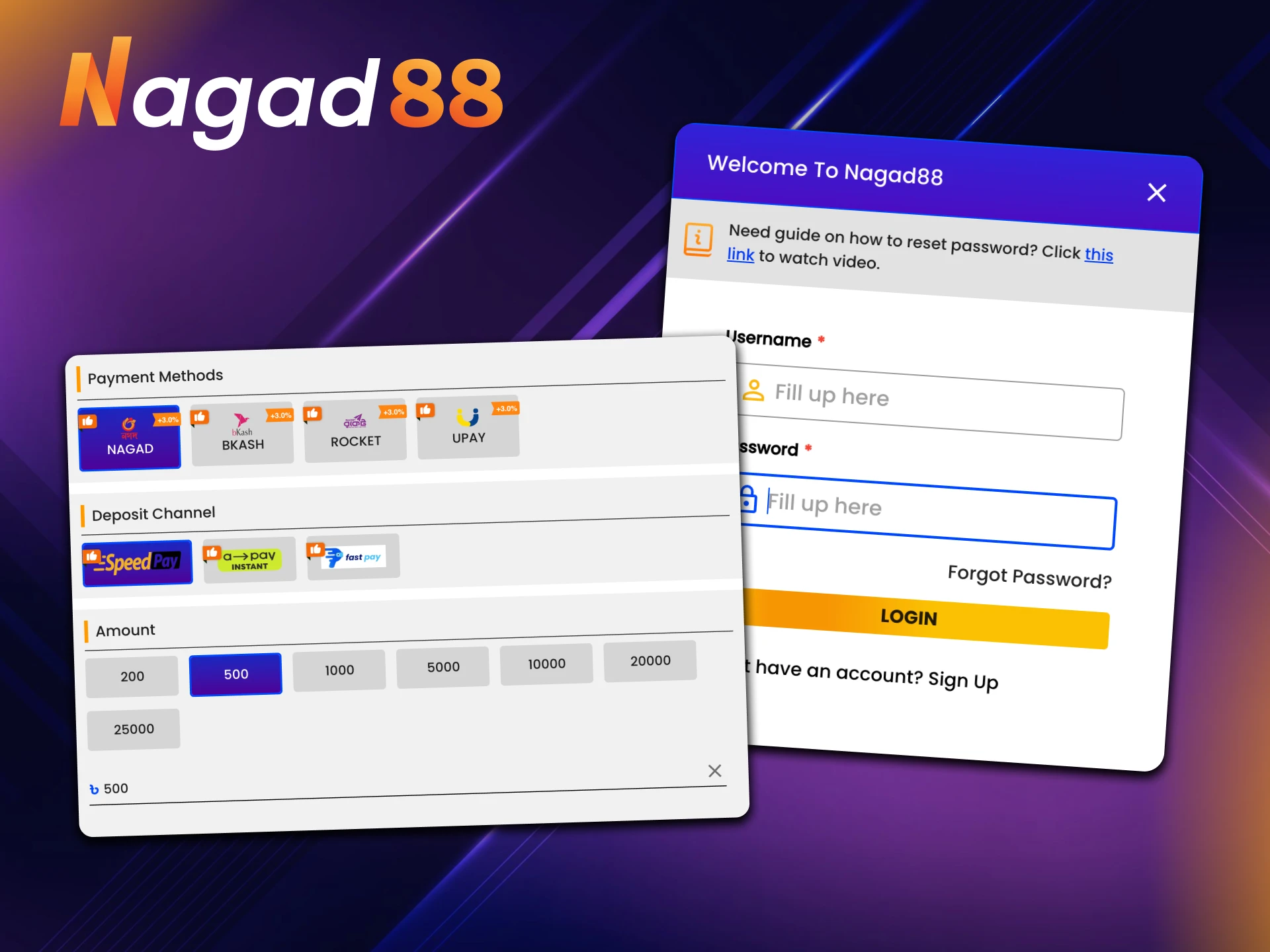 Follow the steps to start playing table games at Nagad88.