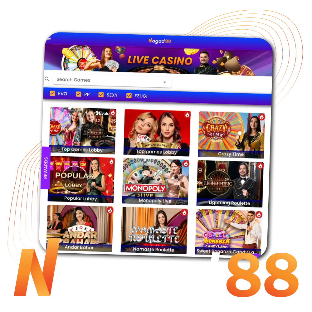 Go to live casino Nagad88 and get endless possibilities in betting and exciting gambling.
